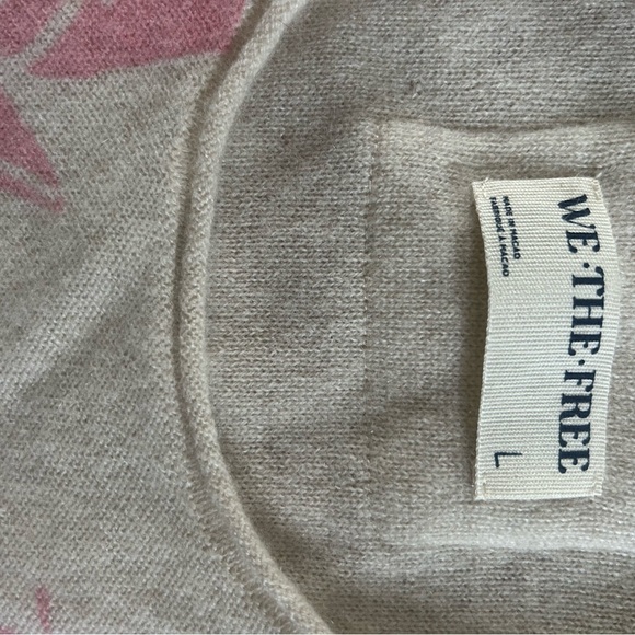 100% cashmere We The Free Cream Muscle Tee with Pink and Green Floral - Picture 3 of 5